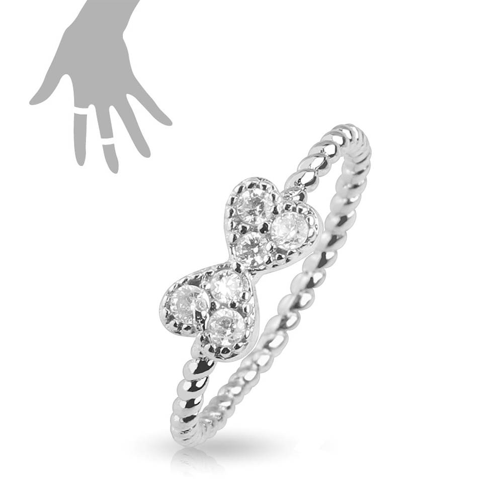 (Ø17mm) Verstellbarer Fingerring mit Schleife - Silber