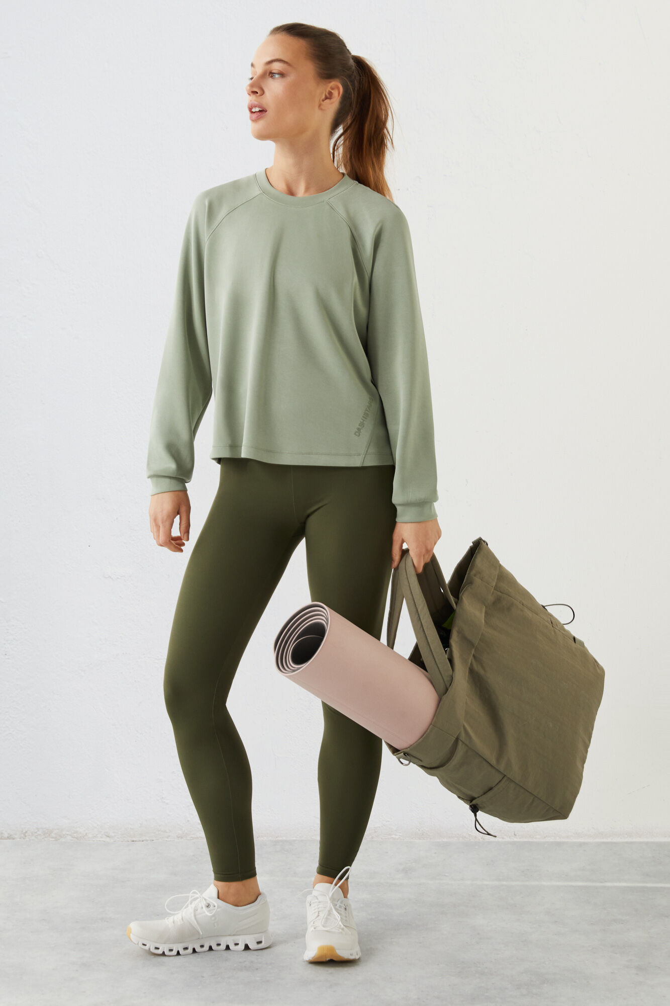 Leggings verde com toque de colágeno - bege