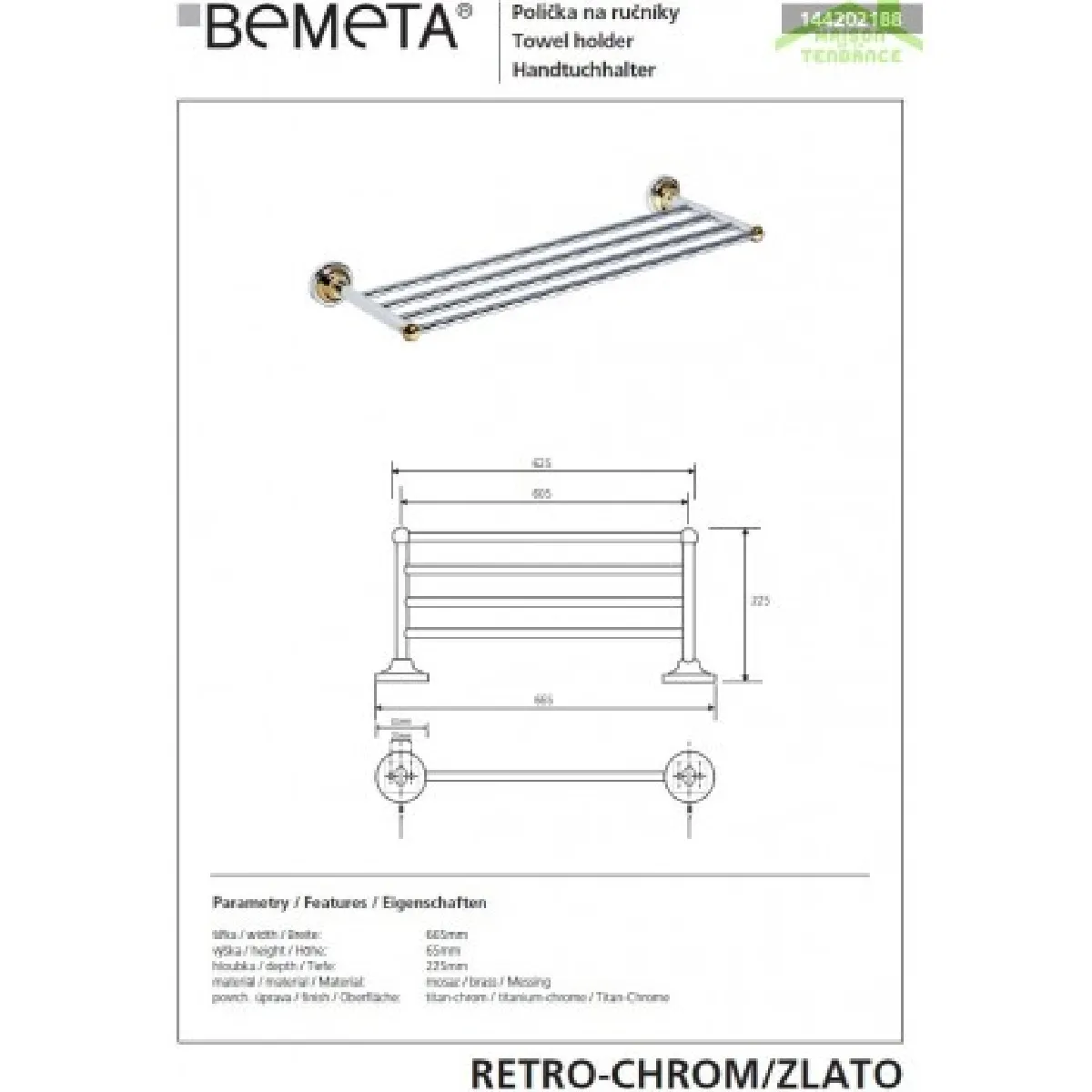 Bemeta - Maison De La Tendance Bemeta Porte-serviettes RETRO - Chrome-Or