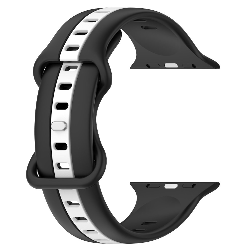 Apple Watch (42/41/40/38 mm) Silikon Armband Stripe Dual Color (Gelenkumfang: 150-210mm) - Schwarz / Weiss