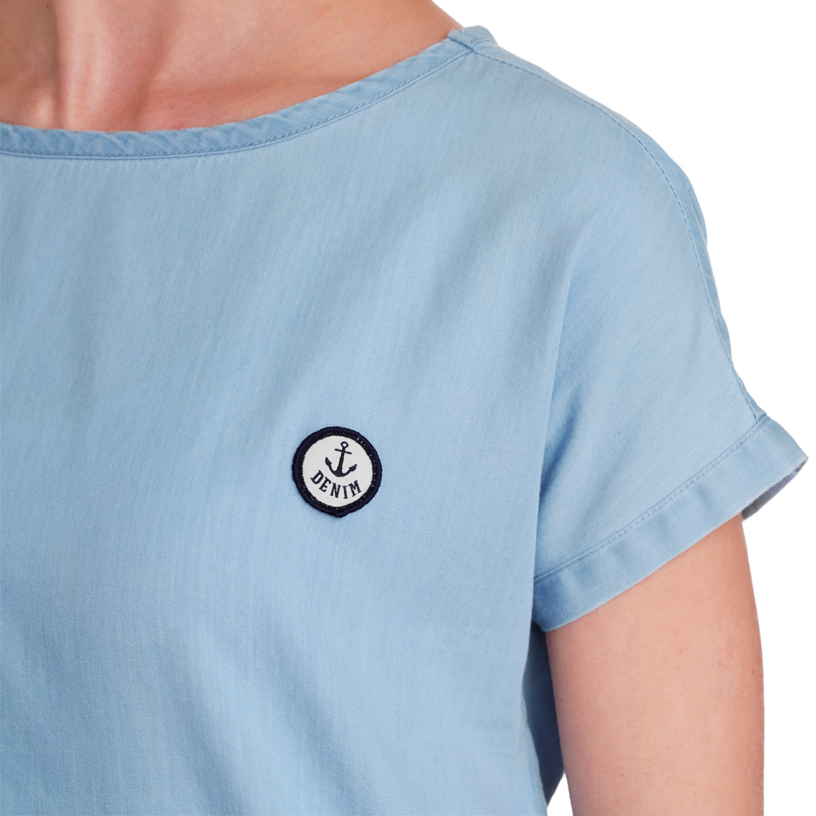 Gina Damen Bluse mit Stickerei hellblau
