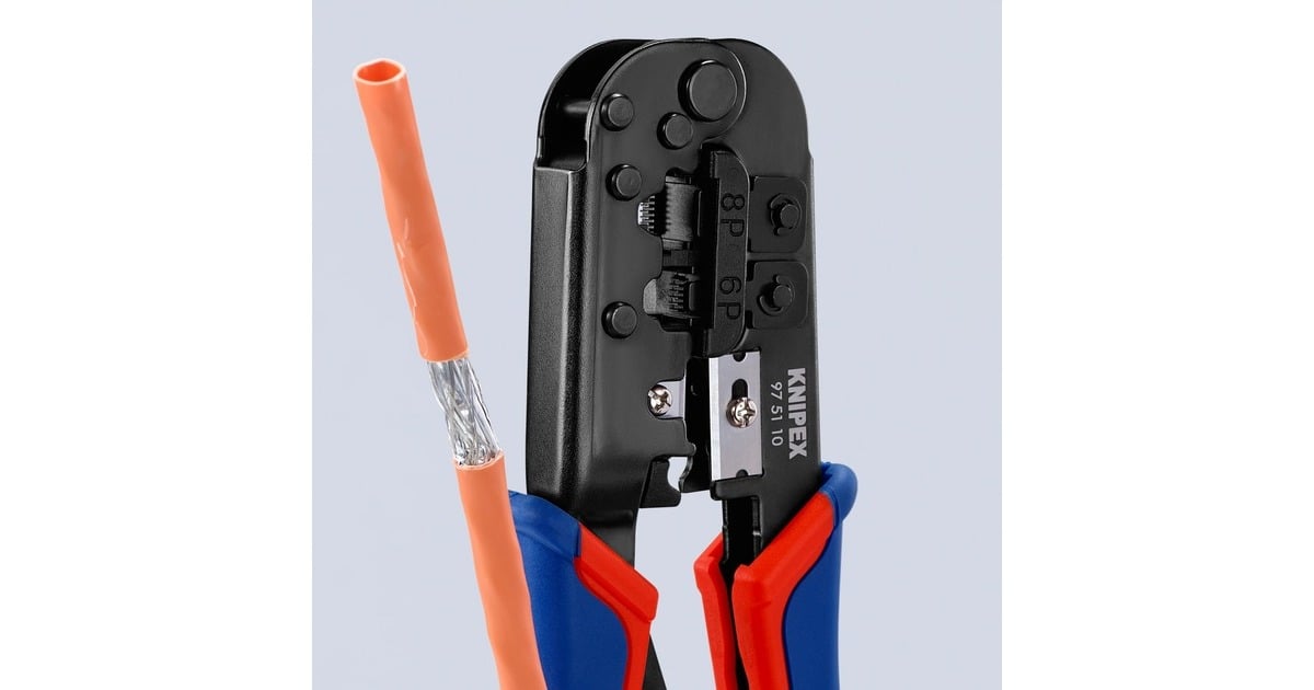 KNIPEXKrimptang 97 51 10 SB  (Blauw/rood, RJ-11/12 en RJ-45 stekker)