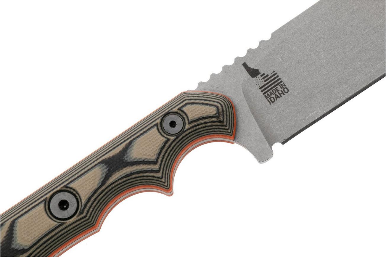 TOPS Knives Muley Skinner MSKIN-01, 154CM Tumble Finish, Tan Black G10, jachtmes, Leo Espinoza design