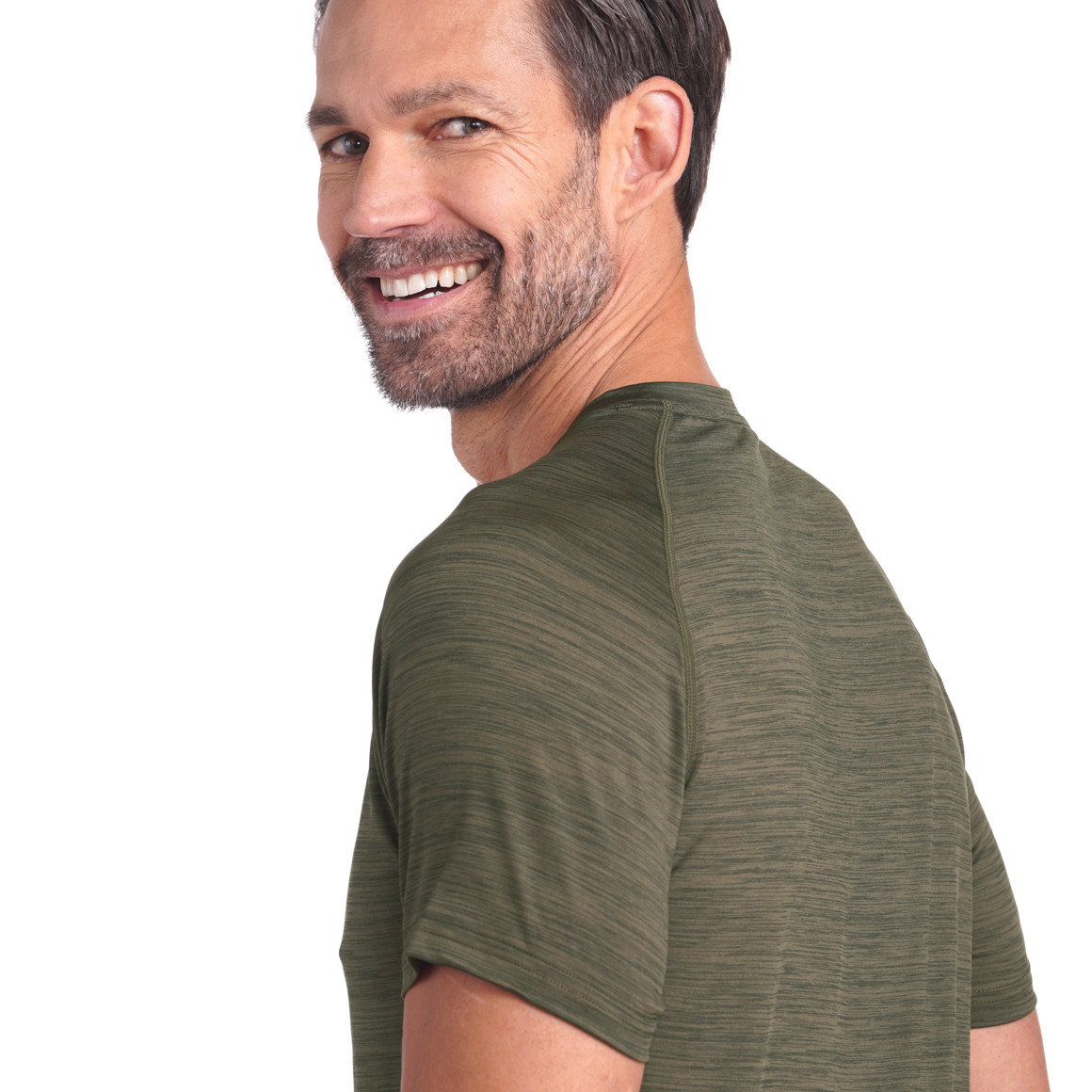 VanVaan Herren Sport-T-Shirt in Melange-Optik oliv