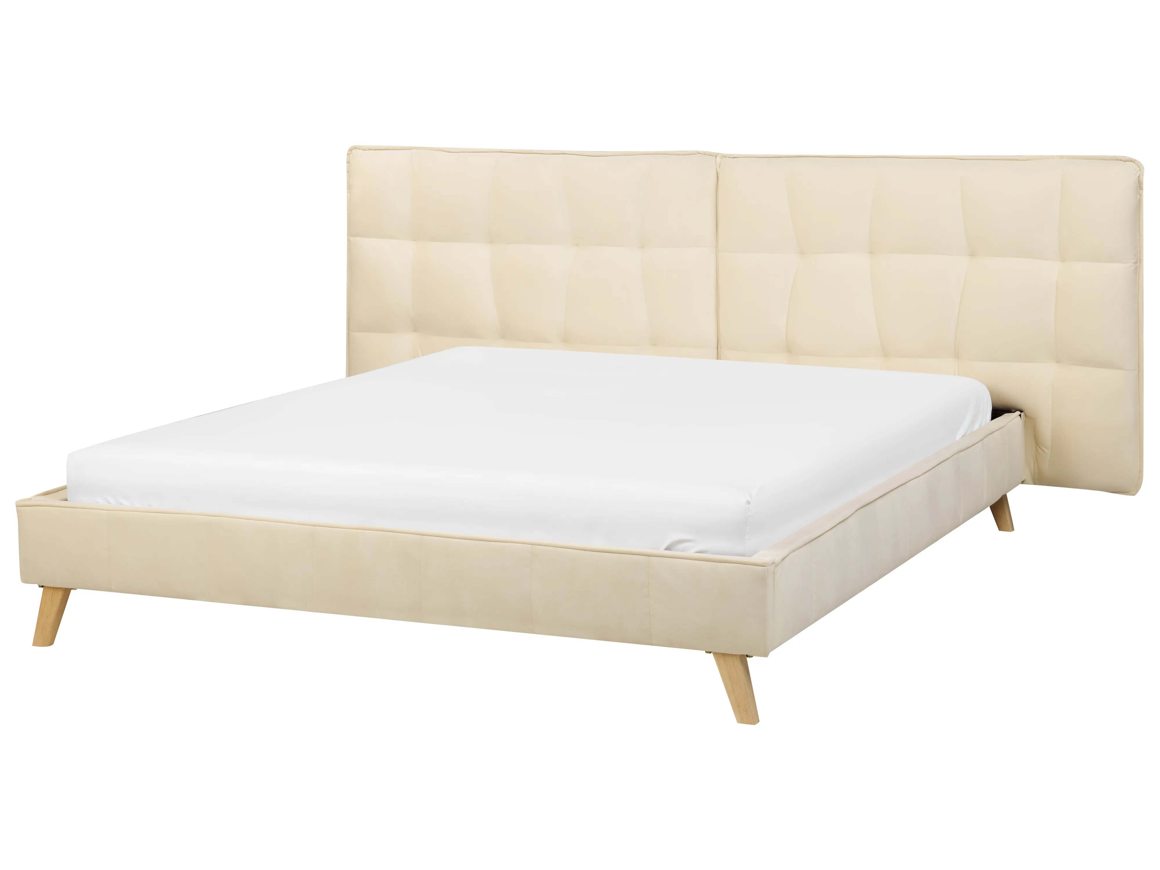 Bed Fluweel SENLIS 160 x 200 cm Beige