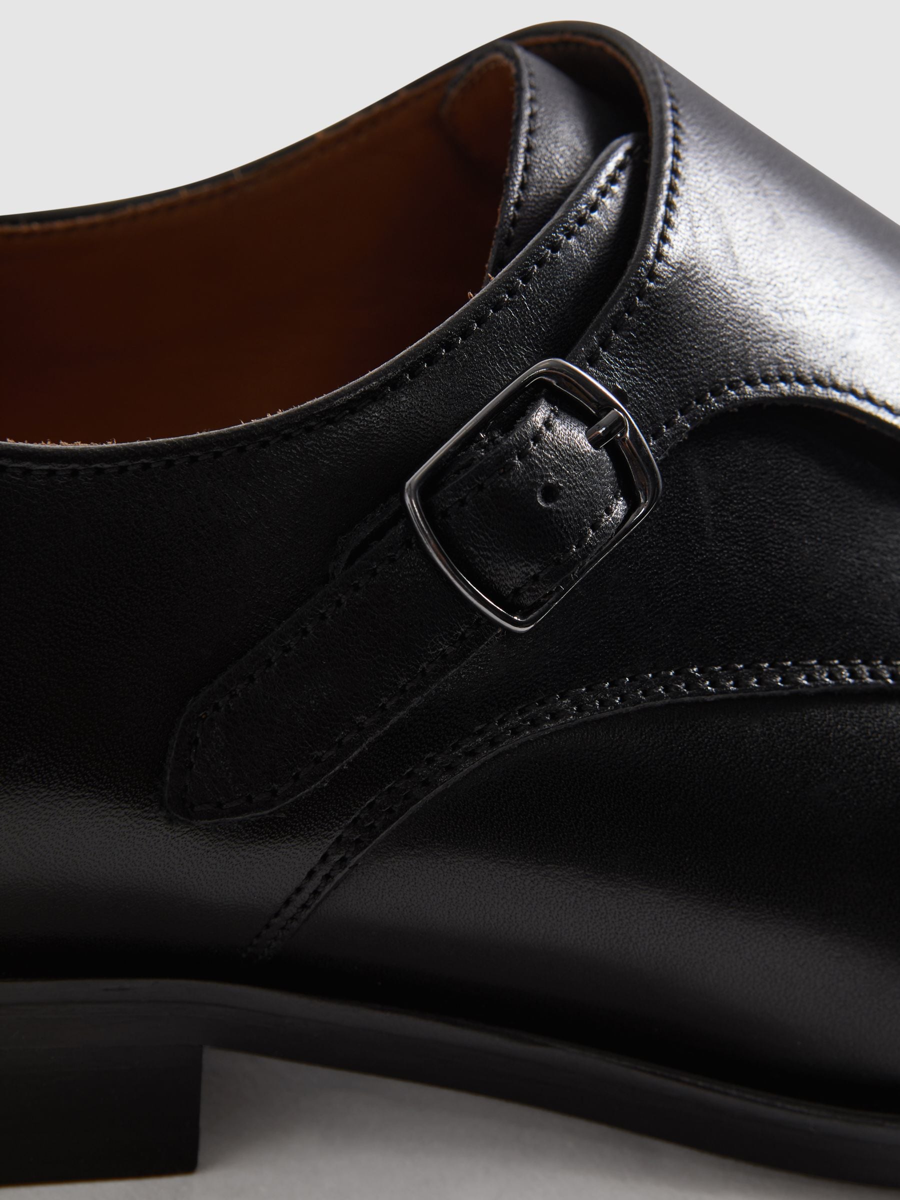 Zwart - Reiss Amalfi schoenen van leer met twee monniksbandjes