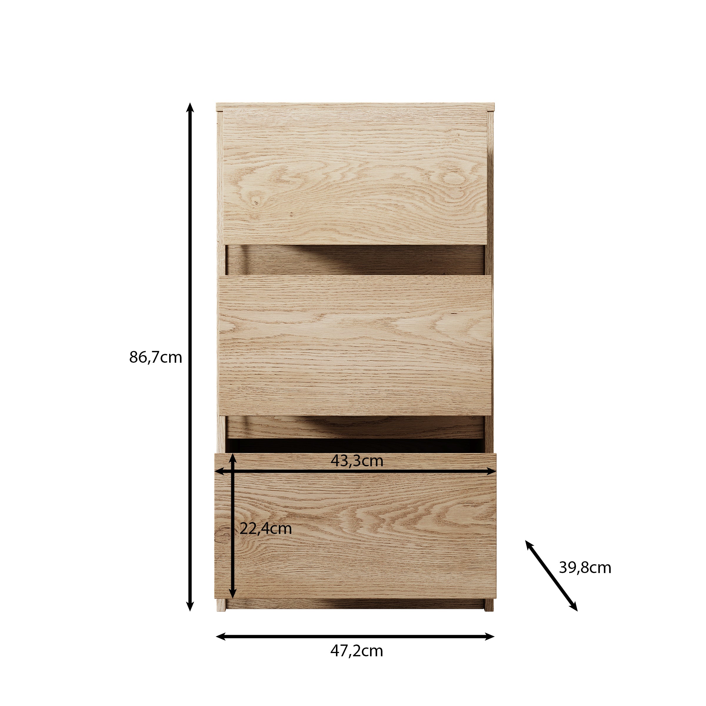 Cuarto - Ladekast - Eiken - 47x40x87 cm
