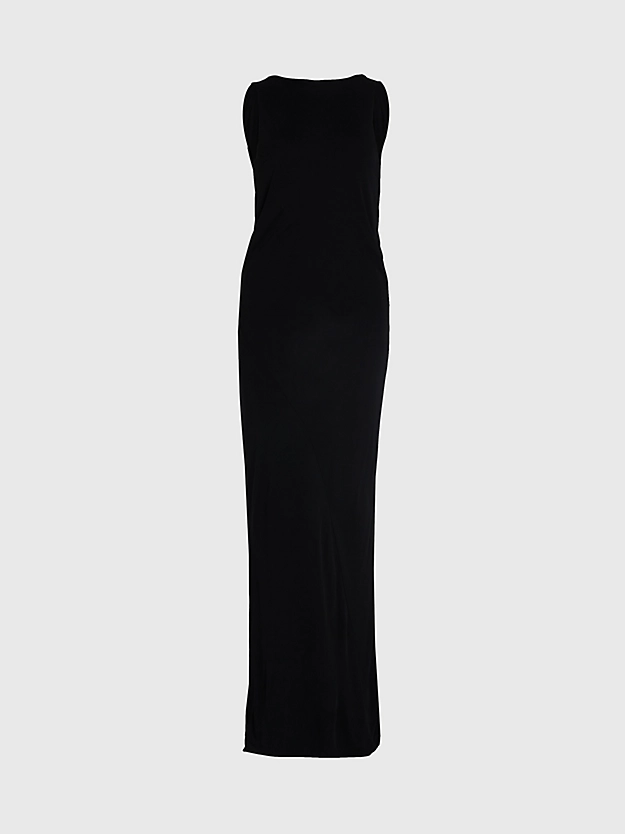 Vestido maxi justo com abertura nas costas