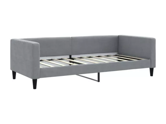 Lit de jour avec gigogne et matelas gris clair 90x190 cm tissu