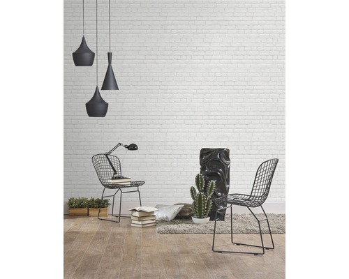 Kunststof paneelelement, 3D baksteenlook, wit, 2600 x 375 x 8 mm