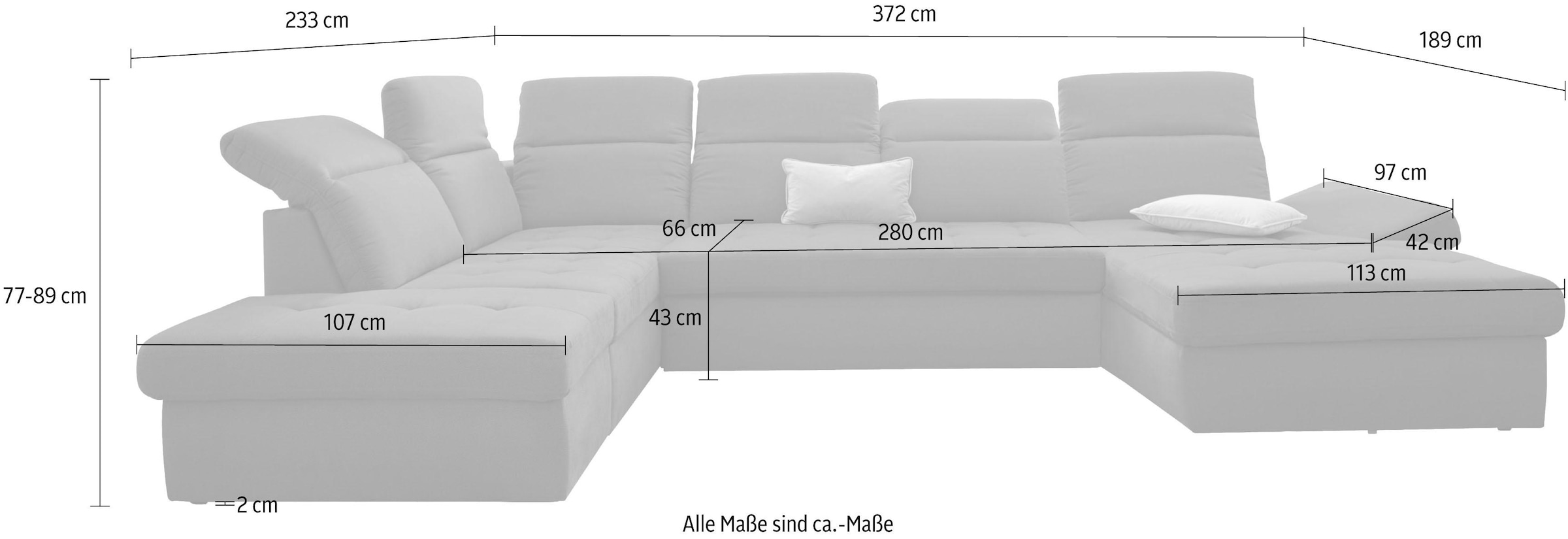 sit&more Wohnlandschaft »Stardust U-Form« inklusive Kopfteilverstellung und Armlehnenfunktion