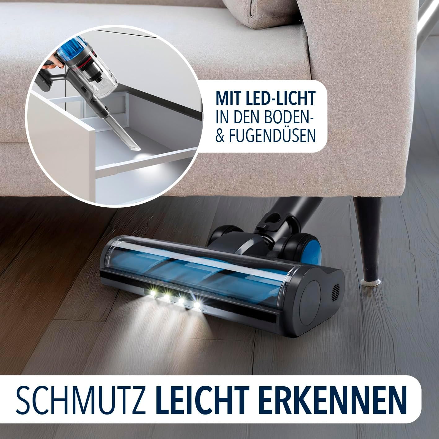 CLEANmaxx AeroTec 500 Staubsauger mit Absaugstation | Handstaubsauger smart & kabellos | automatische Staubentleerung 3,5 l Beutel | 34 kPa | 60 Min Laufzeit | Milbenaufsatz & HEPA-Filter
