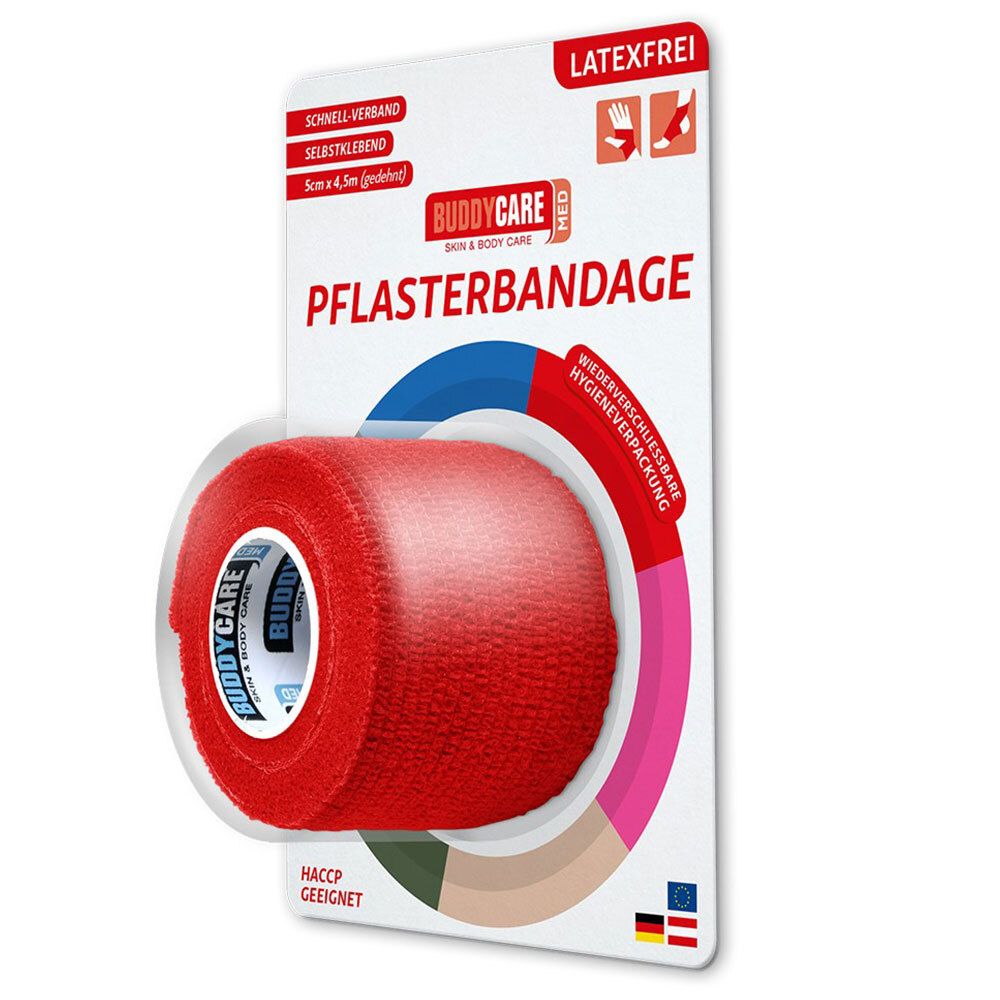 BUDDYCARE® MED Fingertape ROT 2,5cmx4,5m Latexfrei