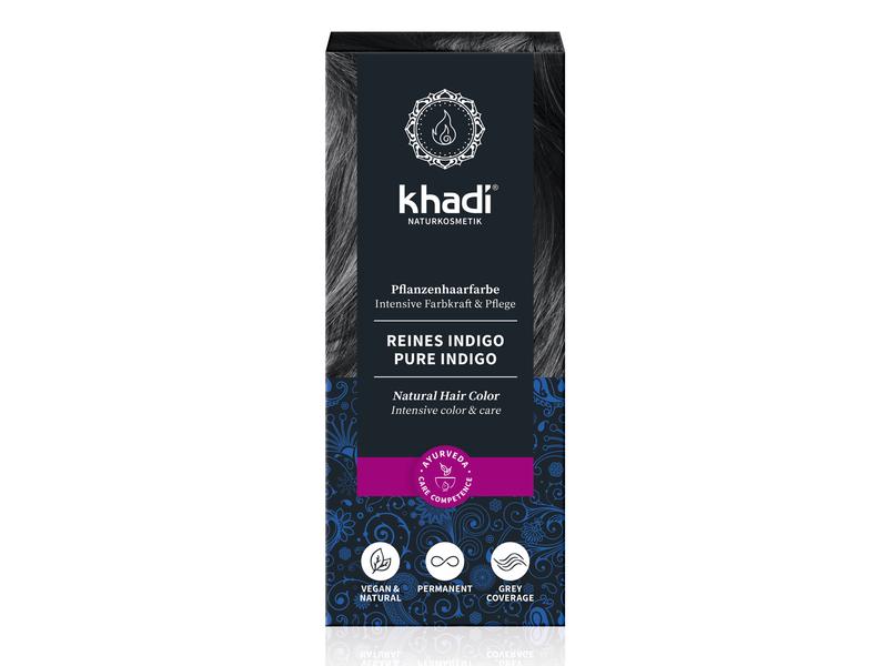 khadi Haarcoloration     Pflanzenhaarfarbe Reines Indigo 10 Intensive Pflanzenfarbe Blau Schwarz