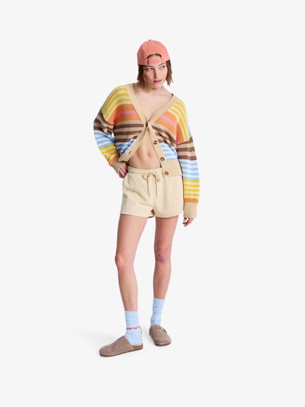 Surf Stoked Short à taille élastique Beige Femme