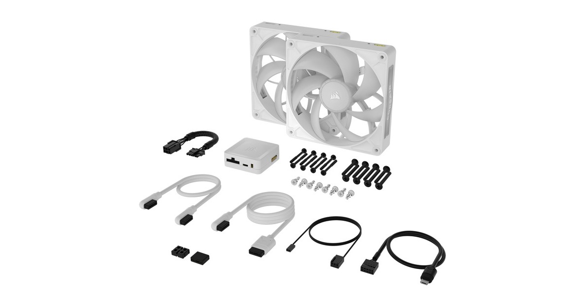 CorsairiCUE LINK RX140 MAX RGB 140mm PWM Thick Fans Starter Kit case fans  (Wit, 2 stuks, 140 x 140 x 30 mm)