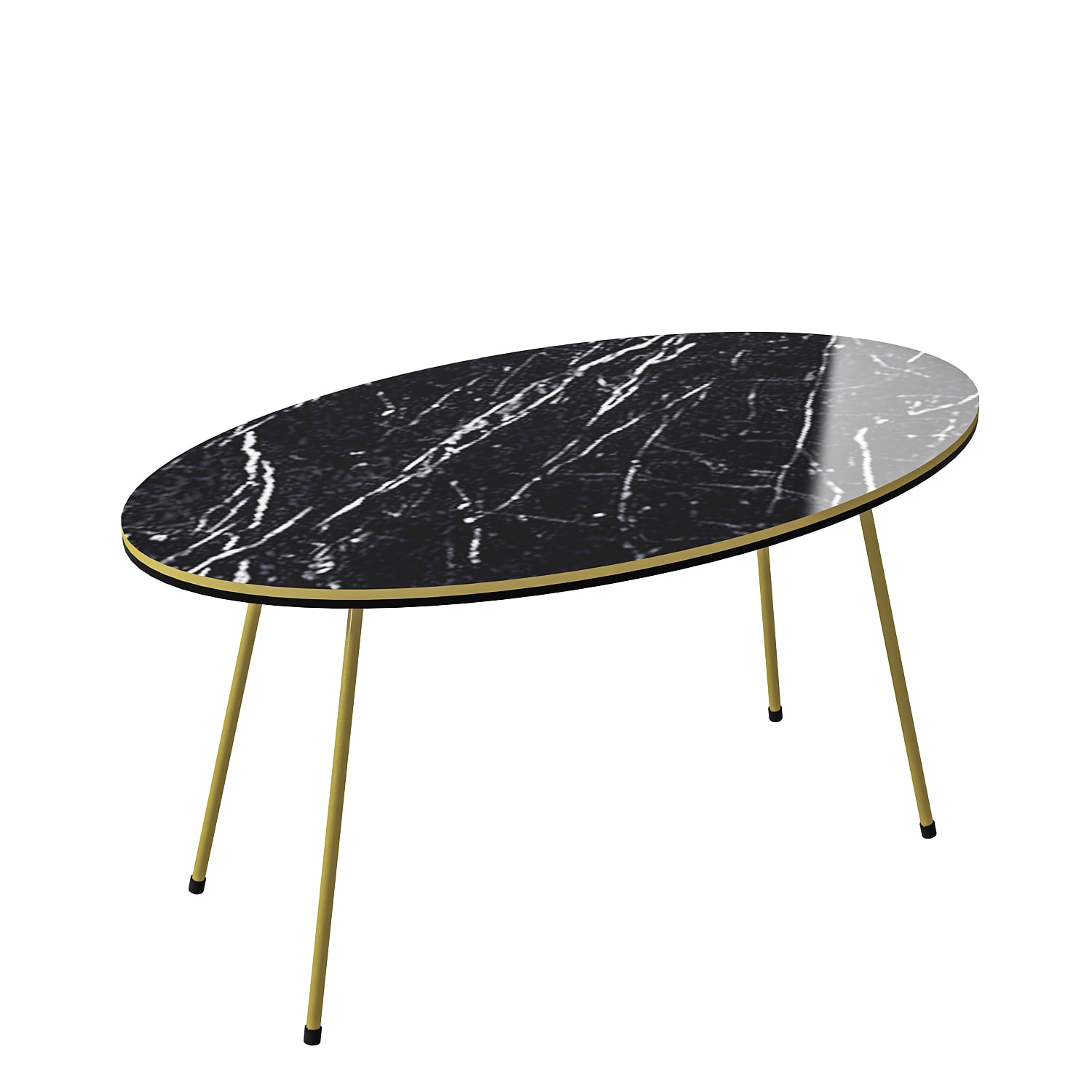 Couchtisch Marmor Optik Oval Schwarz 21936979