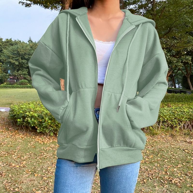 Trisica - Unisex hoodie met lange mouwen, losse pasvorm en rits