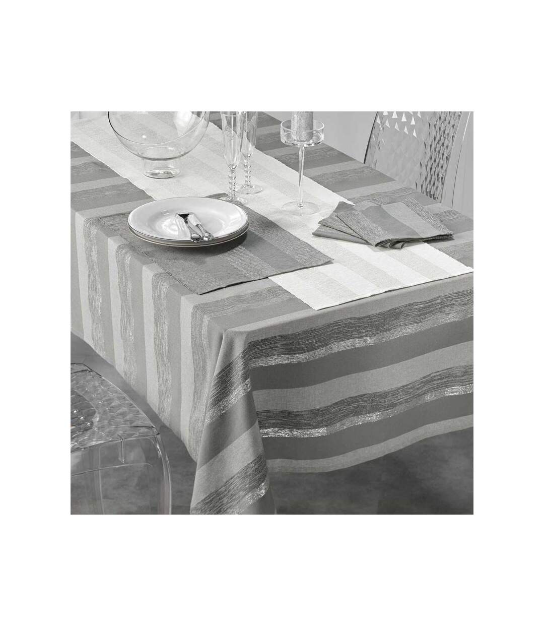Lot de 3 Serviettes de Table Eldora 40x40cm Gris