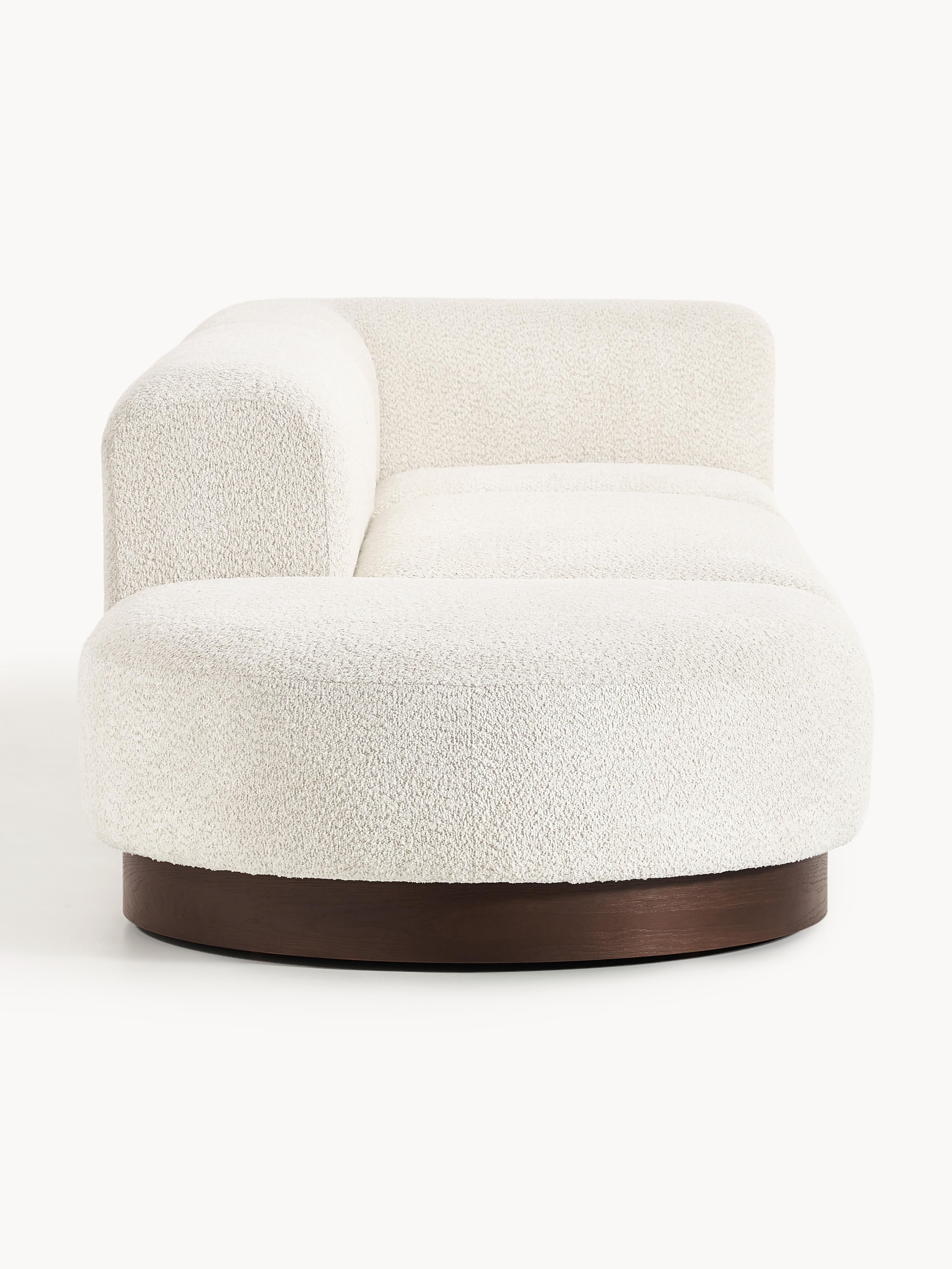 Modulaire chaise longue Natalie van teddy-bouclé met poef (links/rechts)
