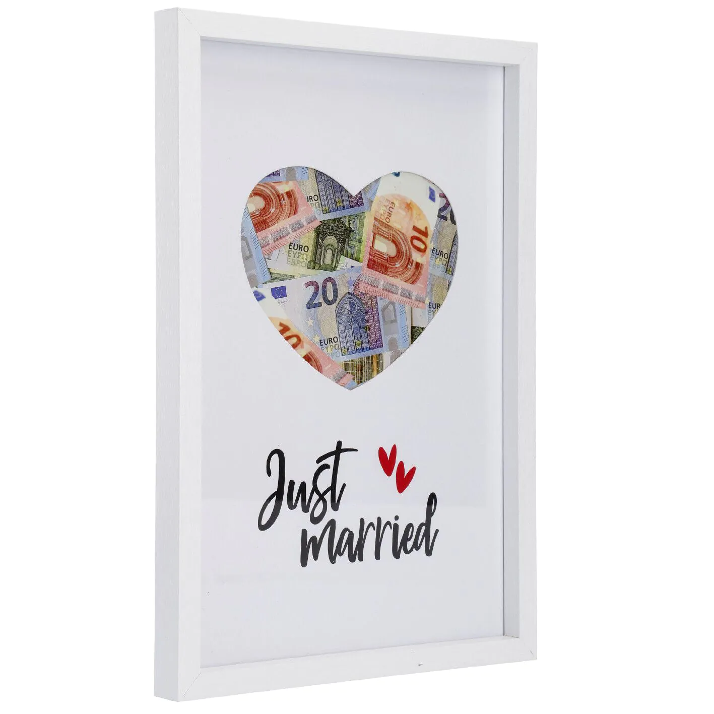 Bilderrahmen Geldgeschenk, Just married, 20 x 30 cm