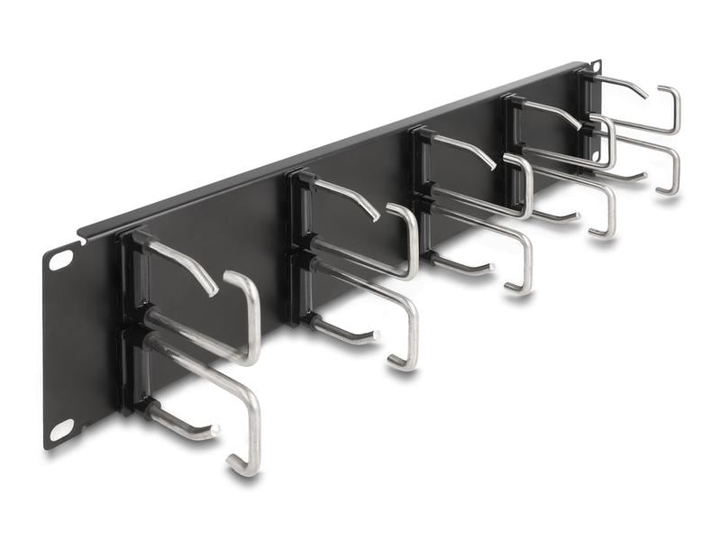Delock Kabelführungspanel mit 10 Metallbügel 2 HE , Silber Delock 19″ Kabelmanagement Rangierpanel mit 10 Metallbügel 2 HE, Schwarz