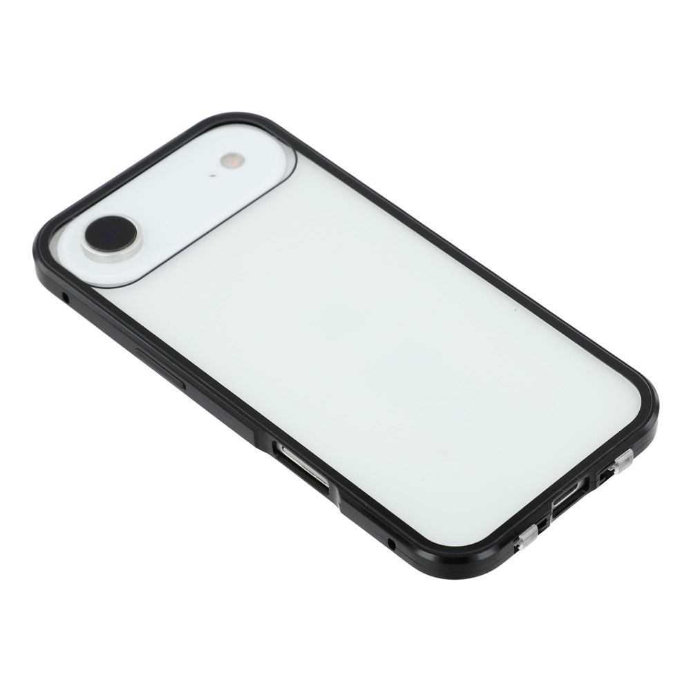 iPhone Air Magnetische Alu Schutzhülle mit Panzer Glas Backcover   Displayschutz (Magnet-Technologie) - Schwarz