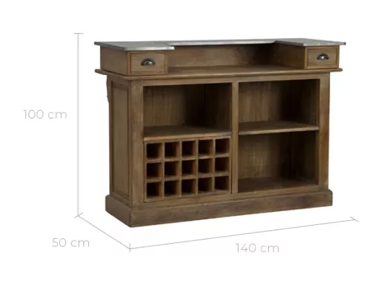 Meuble de bar en bois de cèdre recyclé et métal - Spritz