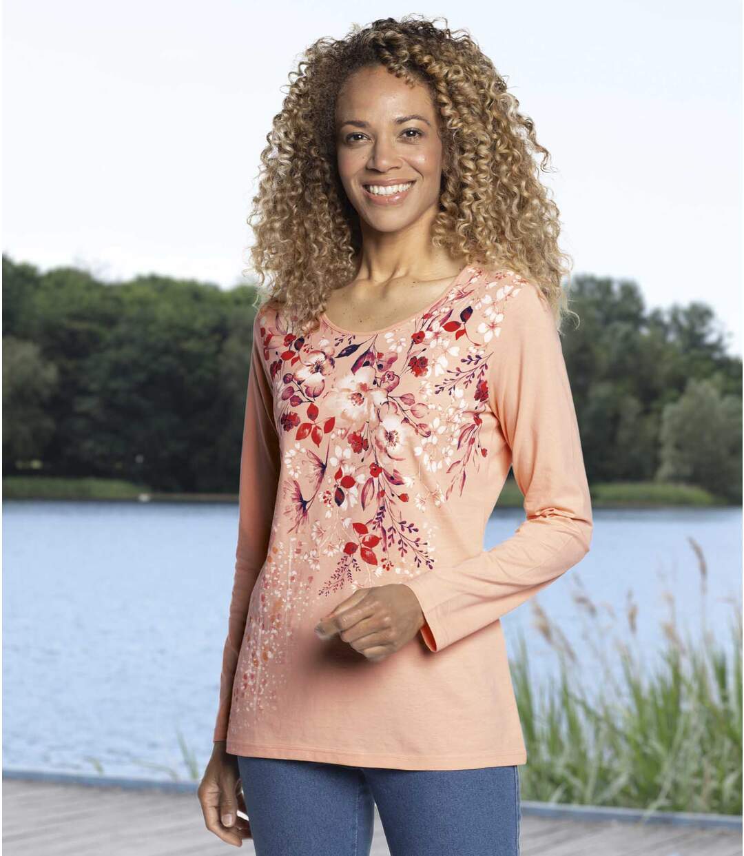 Tee-Shirt Manches Longues Imprimé Fleuri