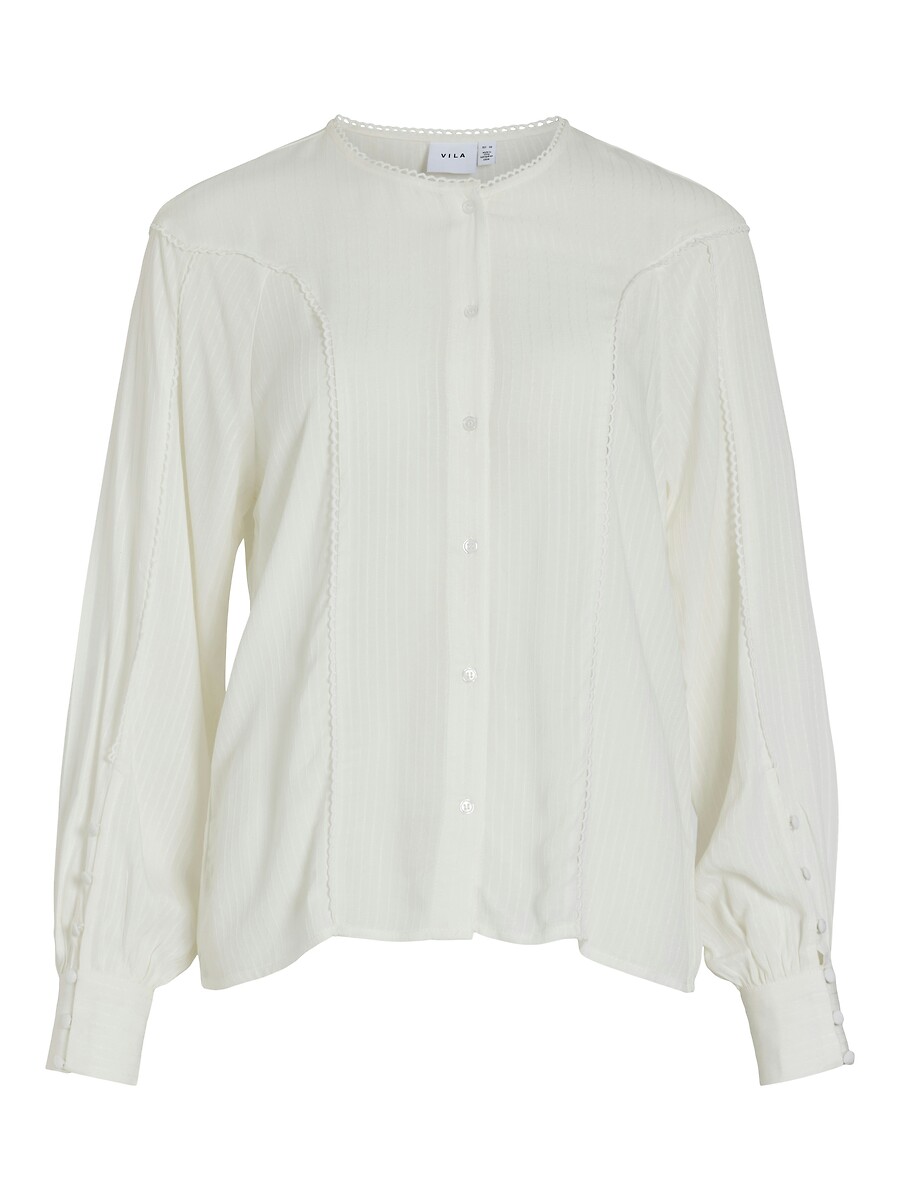 VILA<br>Blusa lisa com gola bordada