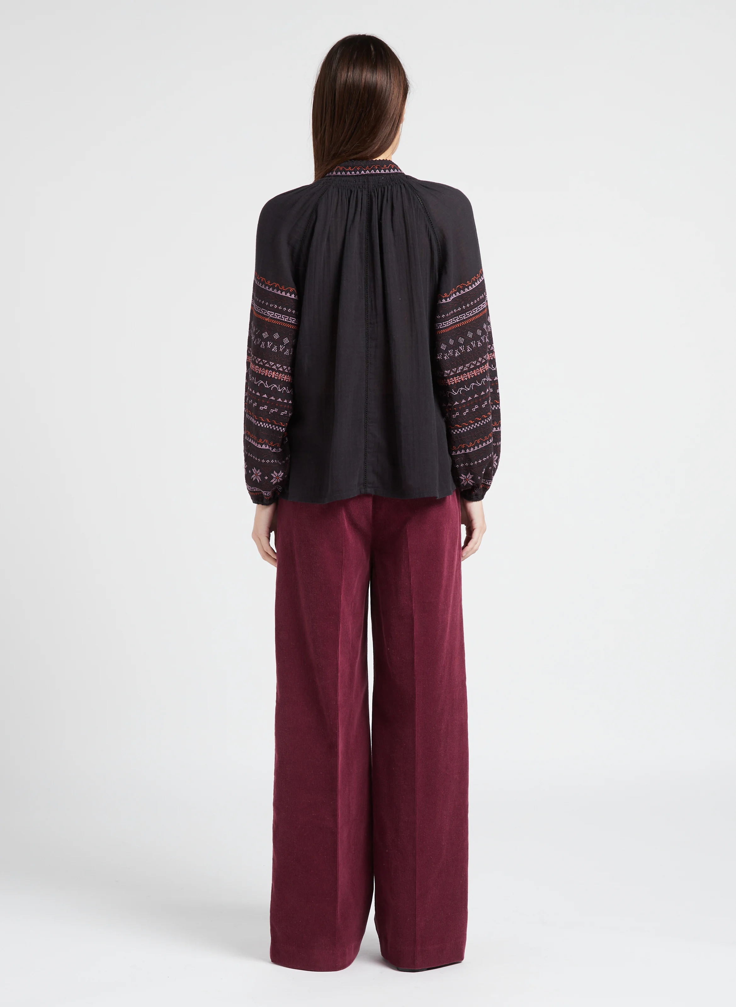 VARSOVIE - Pantalon large en coton | Rouge