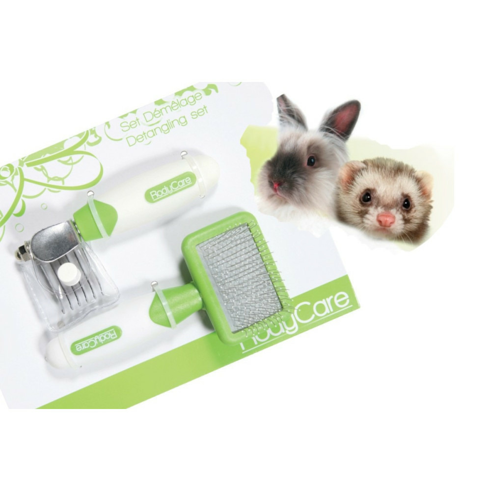 Set démêlage carde douce et démêloir pour lapins, furets, hamsters