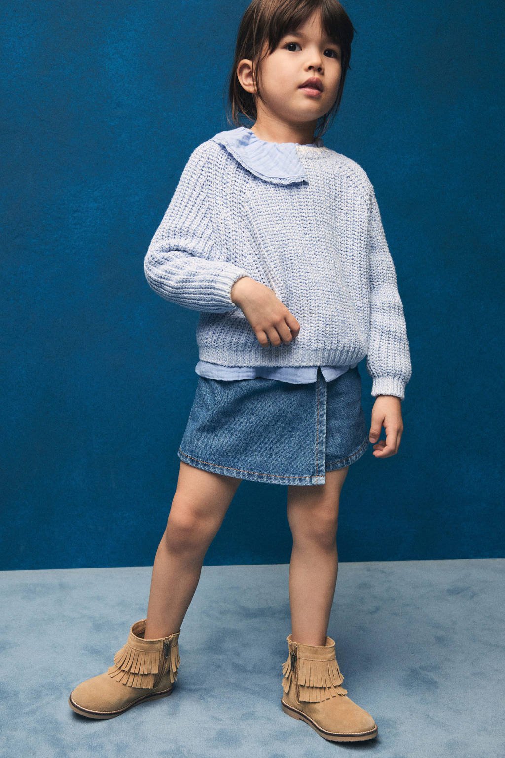 Mango Kids skort medium blue denim