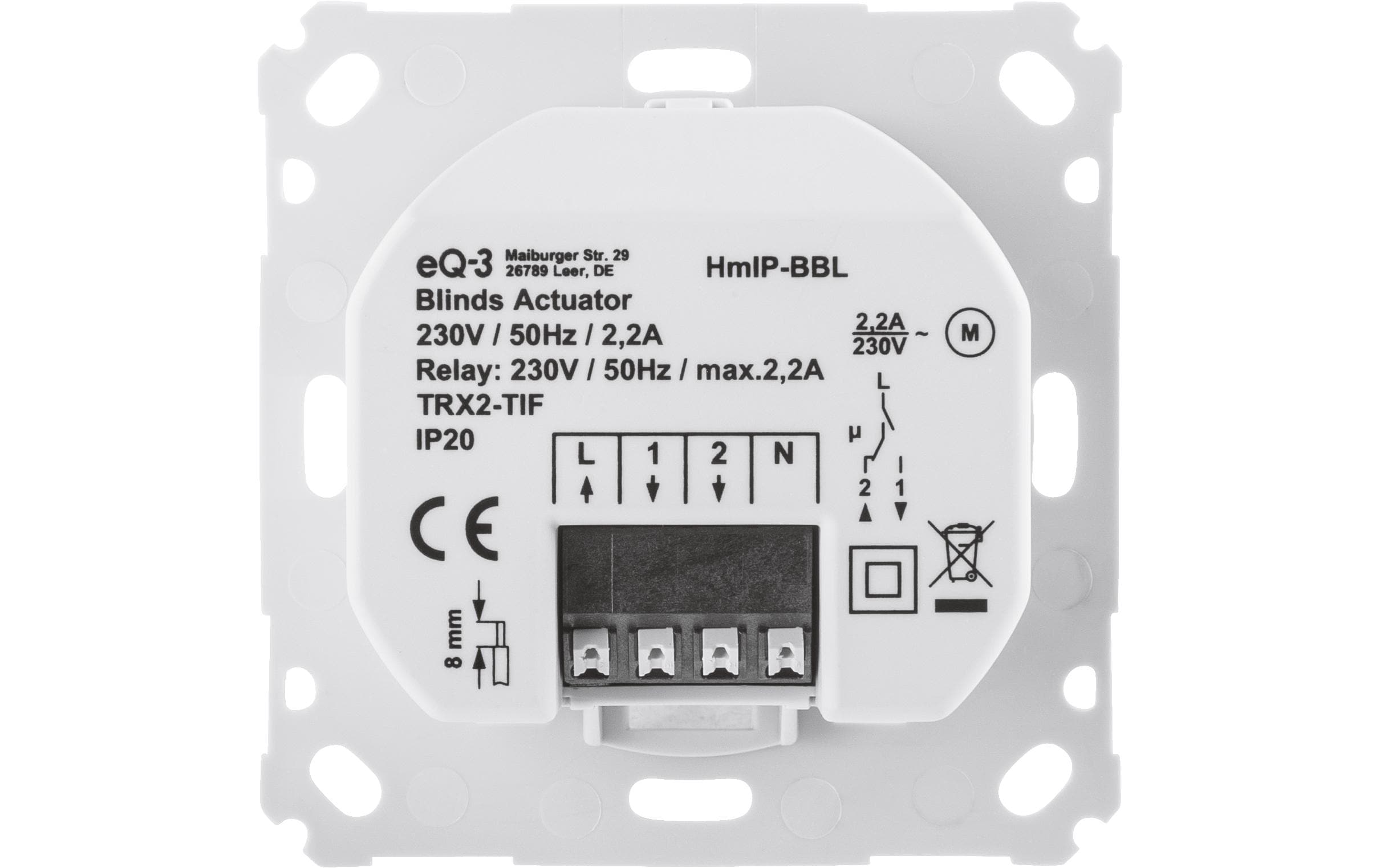 Smart Home Funk-Jalousieaktor für MarkenschalterUnterputzaktor zum Steuern von Jalousien und Rollläden – HmIP-BBL-2