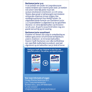 Davitamon Junior 3  KauwVitamines Framboos 60KTB