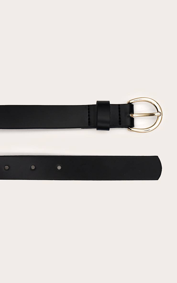 Noir Ceinture Fine En Faux Suède Avec Boucle Croissant Dorée