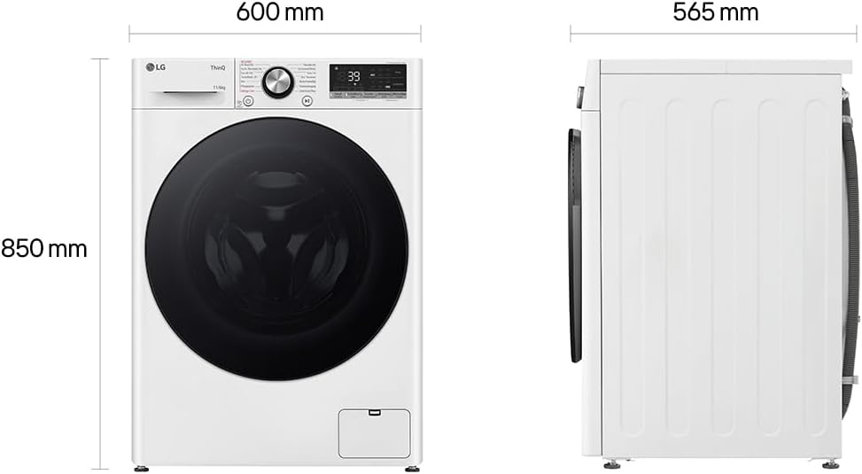 LG W4WR70E6Y, Frontlader-Waschtrockner 11-6 kg, Klasse A/D, 60x62x85 cm, Wi-Fi, AI Direct Drive, Tiefenreinigung mit Dampf, TurboWash 360, Große Kapazität, Außentür aus gehärtetem Glas, Weiß