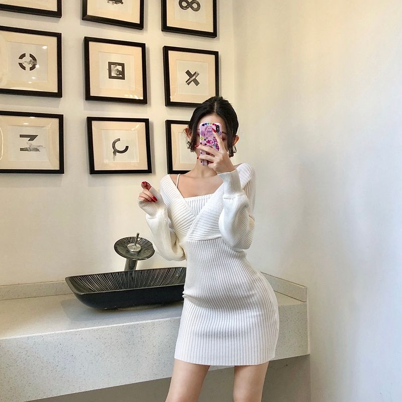Gelbes - Mock Two-Piece Sweater Dress