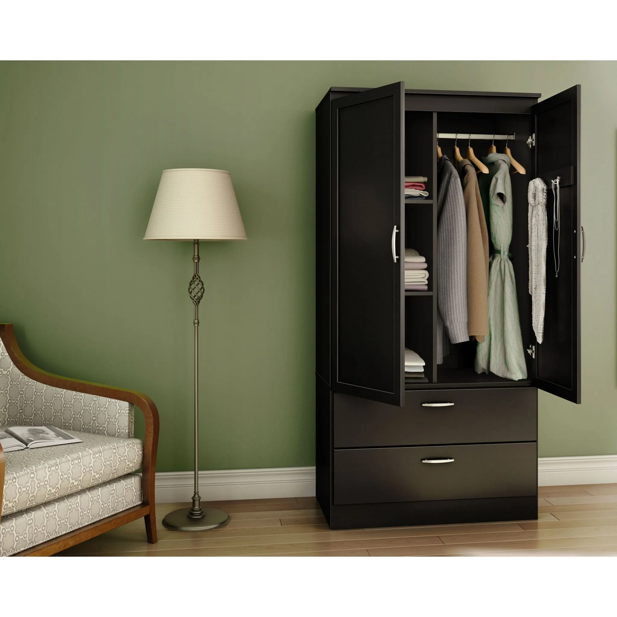 South Shore Armoire Penderie - Acapella Noir Solide