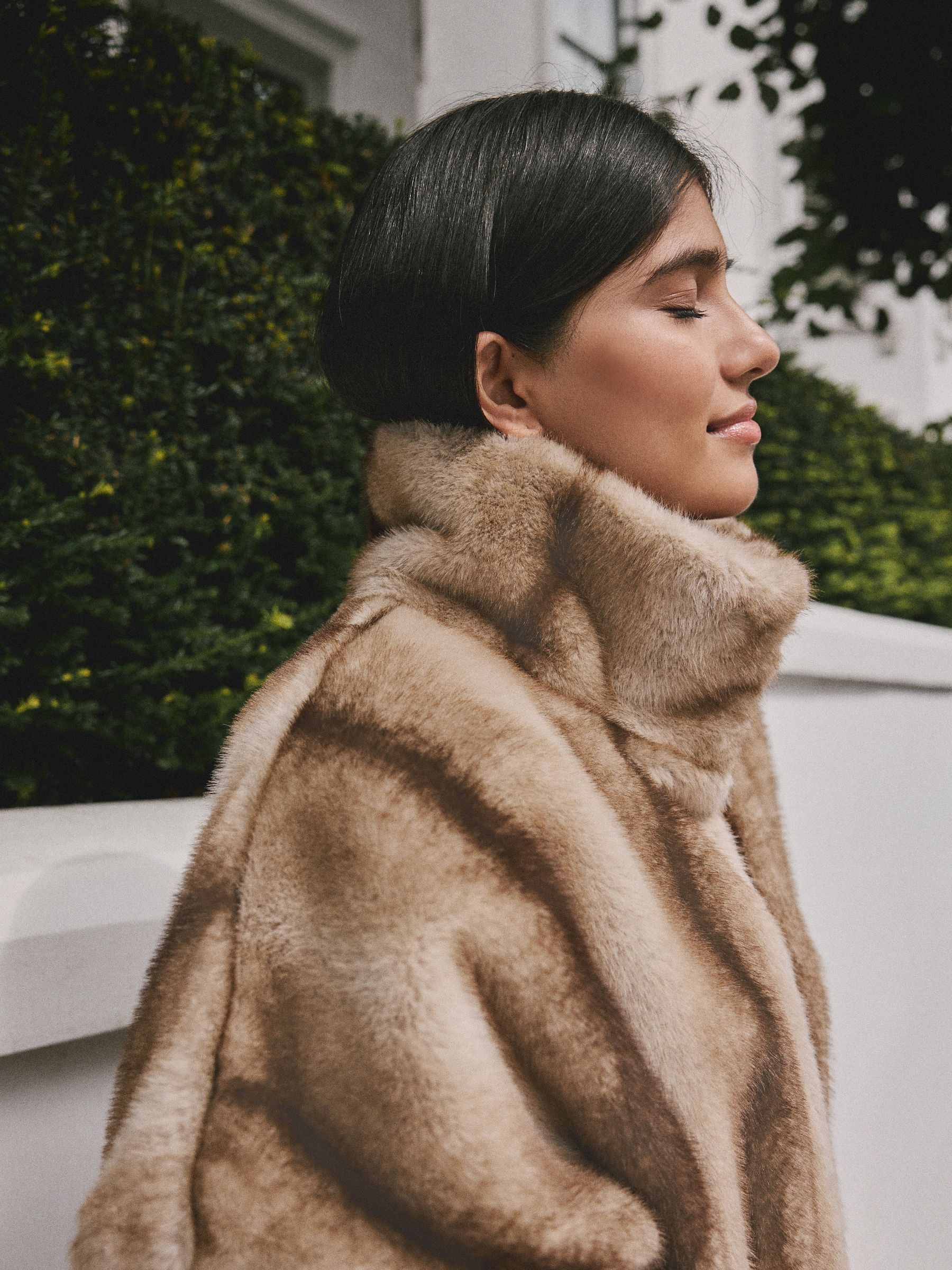 Camel - Faux Fur Tie Waisted Gilet