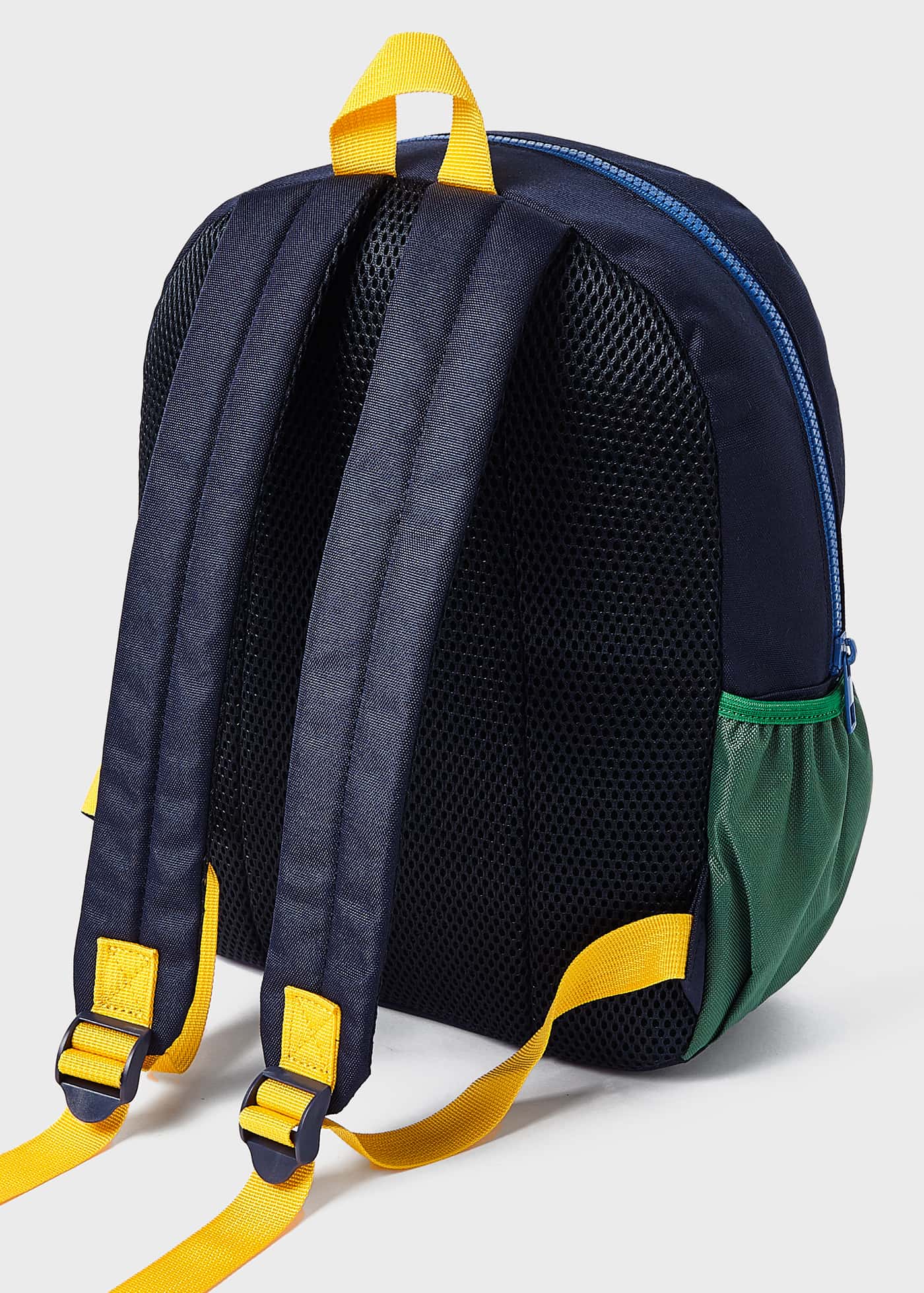 Mochila infantil colorida em formato de blocos