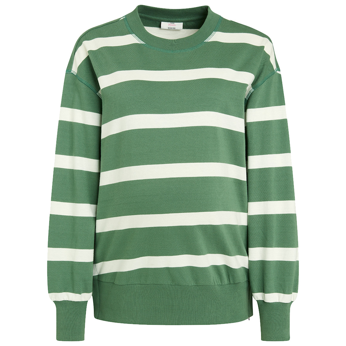 Gina Mama Damen Umstands-Sweatshirt mit Streifen dunkelgrün / weiss