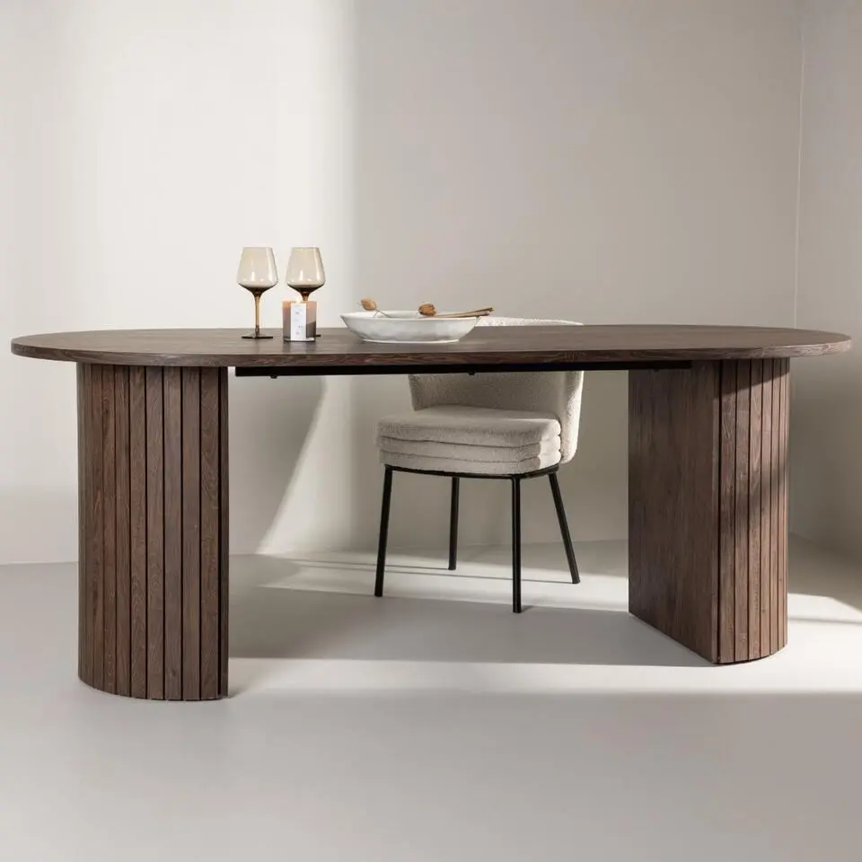 Eettafel Ovaal Bruin 200cm - Fineer - Scandinavisch - Tafel Härön