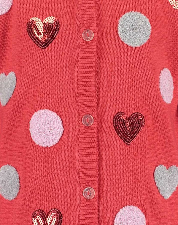 Strickjacke COLOR YOUR LIFE – HEARTS mit Pailletten in rot