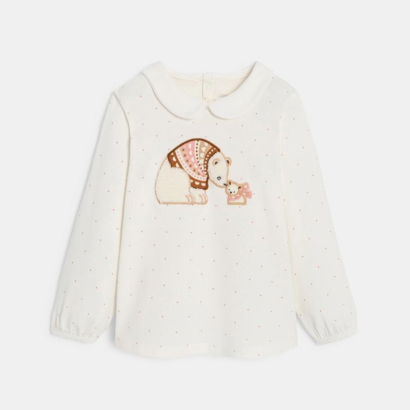 T-shirt ours en relief blanc bébé fille Blanc