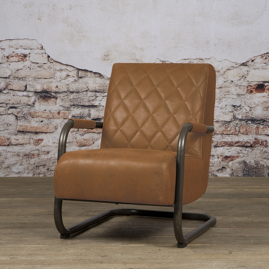 Fauteuil Civo met armleuning bull Cognac - set van 4