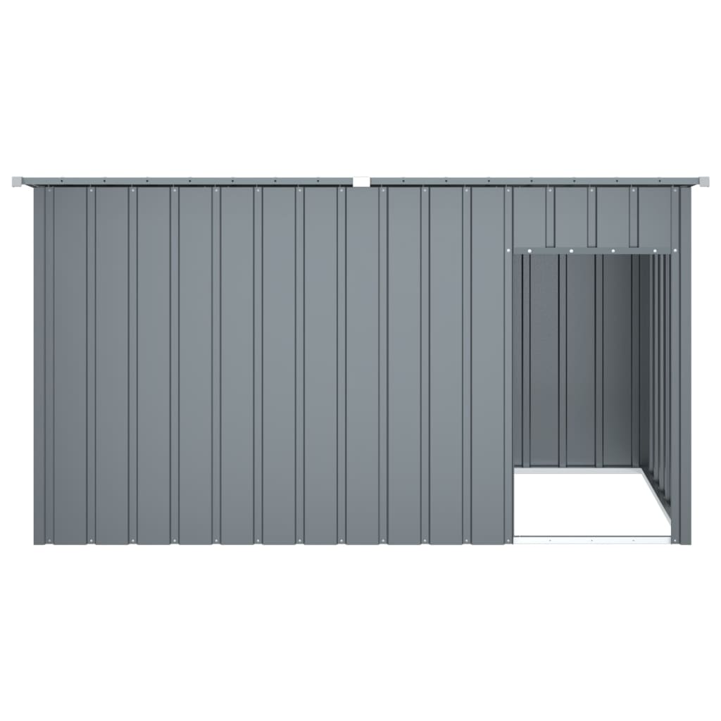 Canil vidaXL com cobertura, aço galvanizado, cinza, 153x91x110 cm