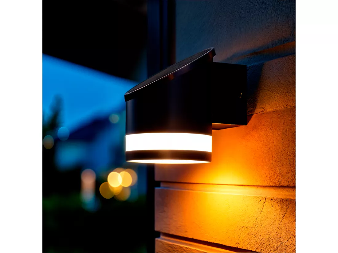 Applique Murale Extérieure Solaire LED Aluminium Eddan Noir