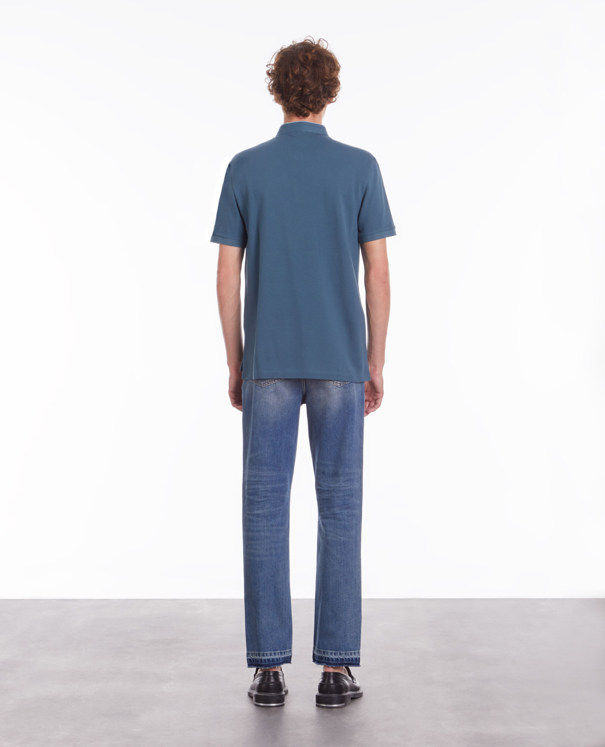 Polo bleu profond en coton