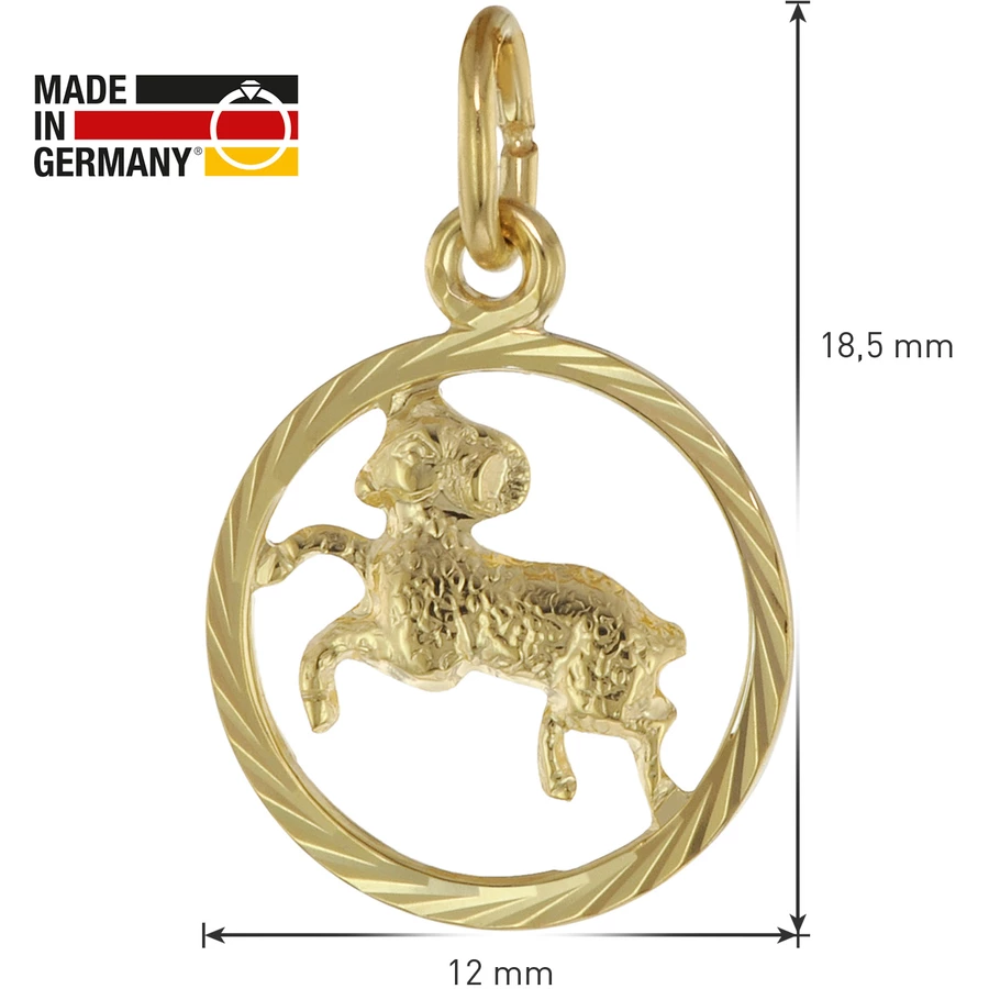 trendor Sternzeichen Widder 333 Gold + goldplattierte Kinder-Kette gold